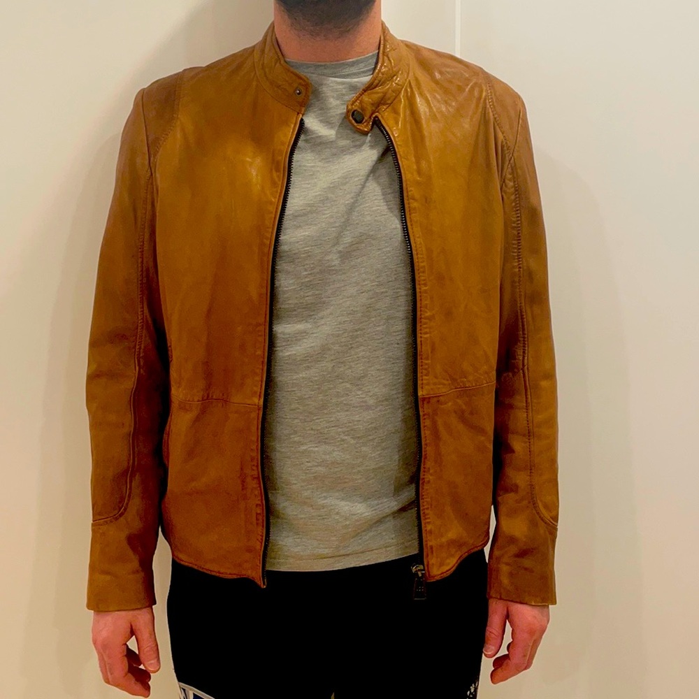 Blouson en cuir brun/ brown leather jacket